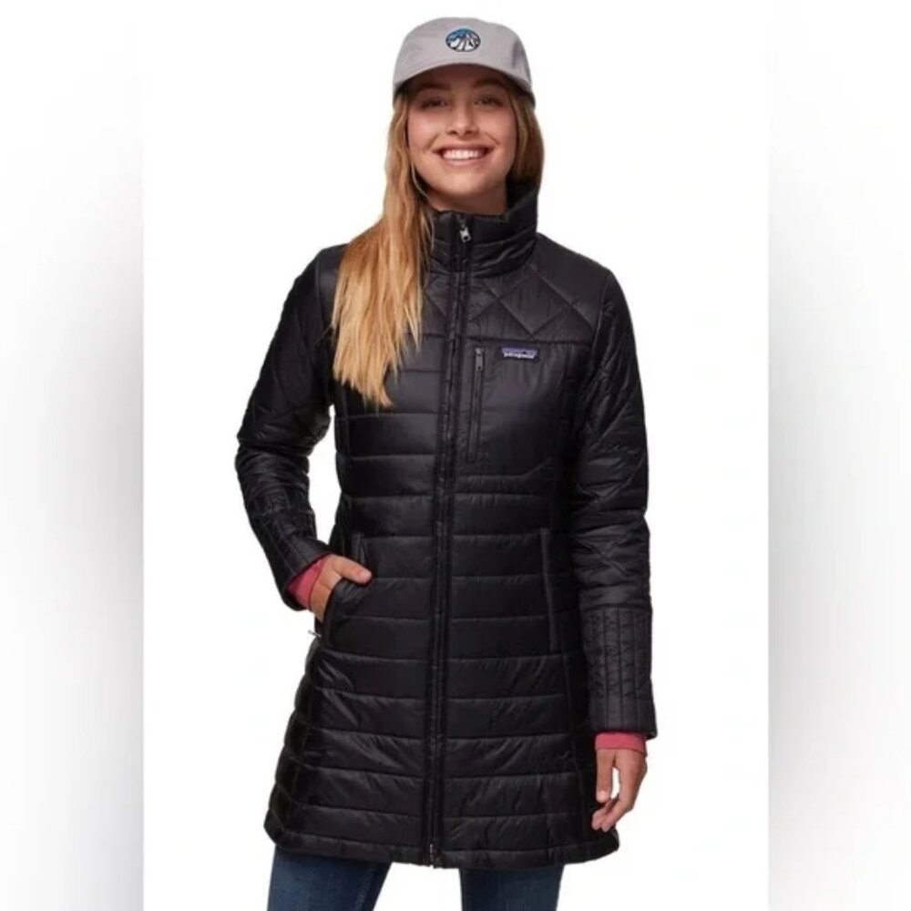 Patagonia Radalie mid thigh Quilted Puffer Jacket in Black, Size XS